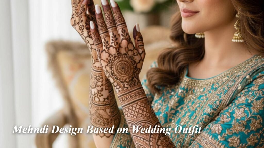 Current image: Mehndi Design Based on Wedding Outfit