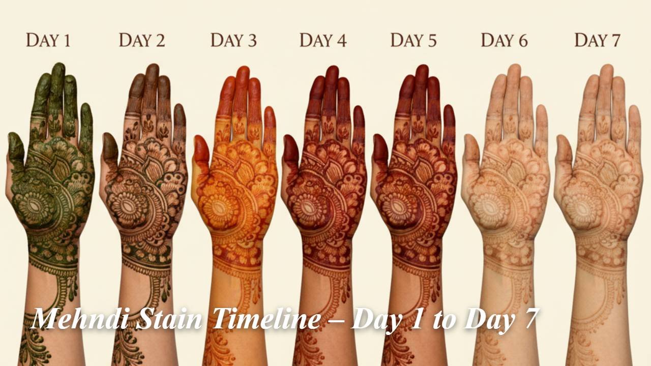 Mehndi Stain Timeline – Day 1 to Day 7