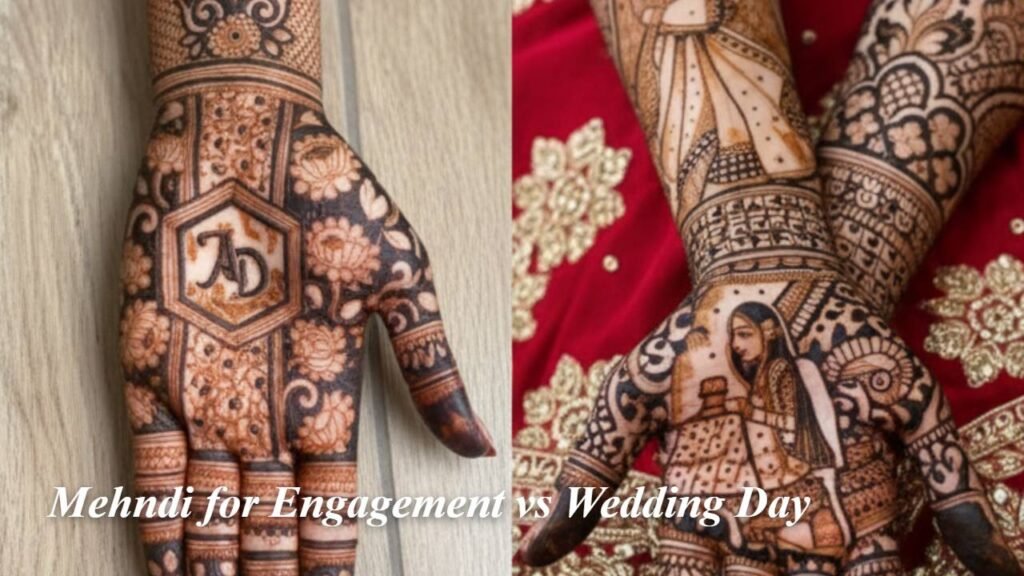 Current image: Mehndi for Engagement vs Wedding Day